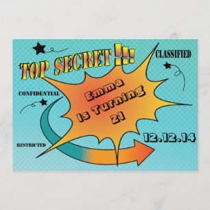 Comic Style Top Secret Überraschung Einladung