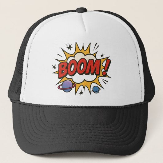Comic Style Trucker Hut – Retro Pop Art Explosion Truckerkappe (Vorderseite)