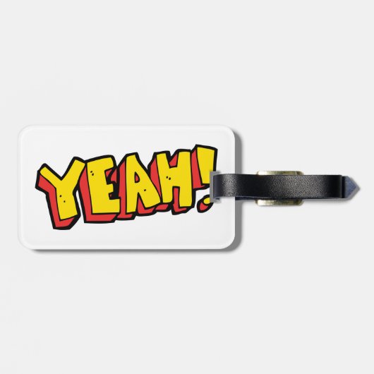 Comic Style Yeah Text Graphic in Bold Yellow Gepäckanhänger (Rückseite horizontal)