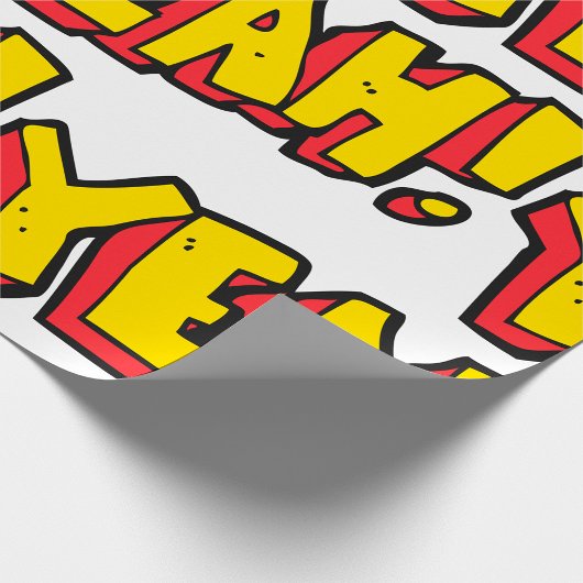 Comic Style Yeah Text Graphic in Bold Yellow Geschenkpapier