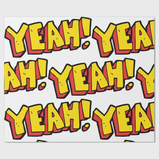 Comic Style Yeah Text Graphic in Bold Yellow Geschenkpapier (Flach)