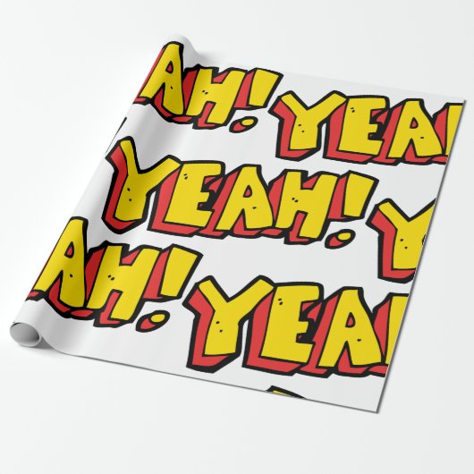 Comic Style Yeah Text Graphic in Bold Yellow Geschenkpapier (Ungerollt)