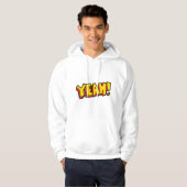 Comic Style Yeah Text Graphic in Bold Yellow Hoodie (Vorne ganz)