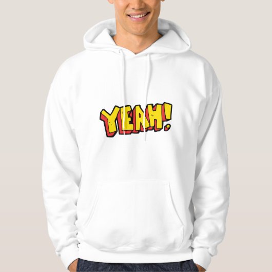 Comic Style Yeah Text Graphic in Bold Yellow Hoodie (Vorderseite)