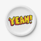 Comic Style Yeah Text Graphic in Bold Yellow Pappteller (Vorderseite)