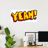 Comic Style Yeah Text Graphic in Bold Yellow Poster
