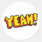 Comic Style Yeah Text Graphic in Bold Yellow Runder Aufkleber (Vorderseite)