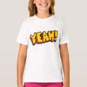 Comic Style Yeah Text Graphic in Bold Yellow T-Shirt (Vorderseite)