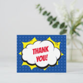 Comic Super Hero Blue Personalisiert Kids Vielen D Postkarte (Stehend Vorderseite)