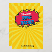 COMIC SUPER LEHRER Geschenkgutschein Einladung (Vorne/Hinten)