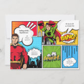 Comic-Superheld-Geburtstag Einladung (Vorderseite)