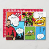 Comic-Superheld-Geburtstag Einladung (Vorne/Hinten)