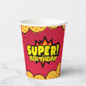 Comic-Superheld-Geburtstag Pappbecher (Rückseite)