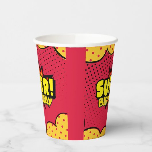 Comic-Superheld-Geburtstag Pappbecher (Links)