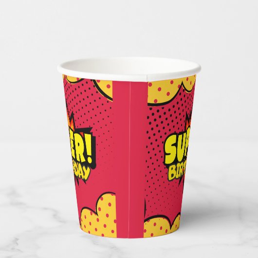 Comic-Superheld-Geburtstag Pappbecher (Rechts)