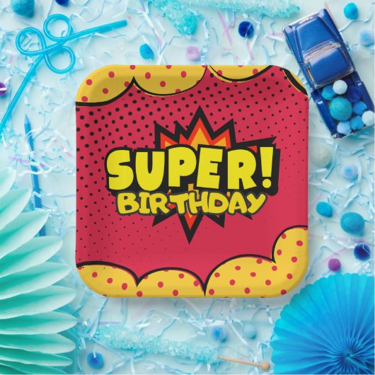 Comic-Superheld-Geburtstag Pappteller (Party)