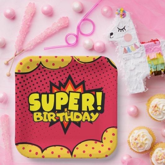 Comic-Superheld-Geburtstag Pappteller (Party)
