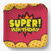 Comic-Superheld-Geburtstag Pappteller (Vorderseite)