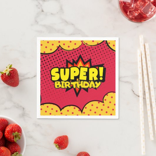 Comic-Superheld-Geburtstag Serviette (Beispiel)