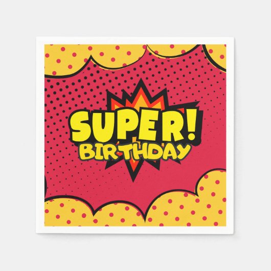 Comic-Superheld-Geburtstag Serviette (Vorderseite)