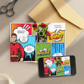 Comic-Superheld-Kinderdusche Einladung