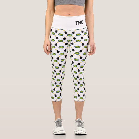 Comic Superheld Smart Funny INITIALS Firecracker Capri Leggings (Vorderseite)