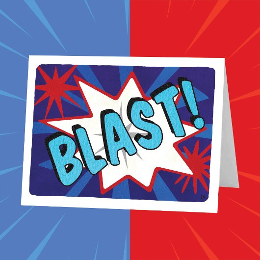 Comic Superherd Blast Blank Card Karte