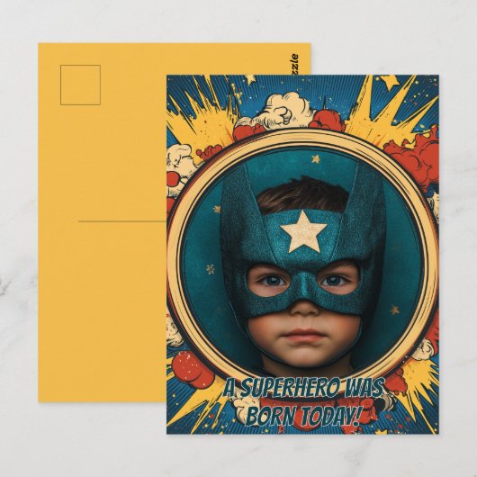 Comic Superhero Circular Postkarte (Vorne/Hinten)