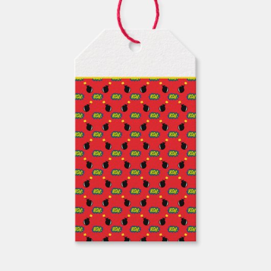 Comic Superhero Firecracker Bummeln Intelligente K Geschenkanhänger (Vorderseite)