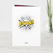 Comic Superhero Flying Foto Birthday Card Karte (Rückseite)