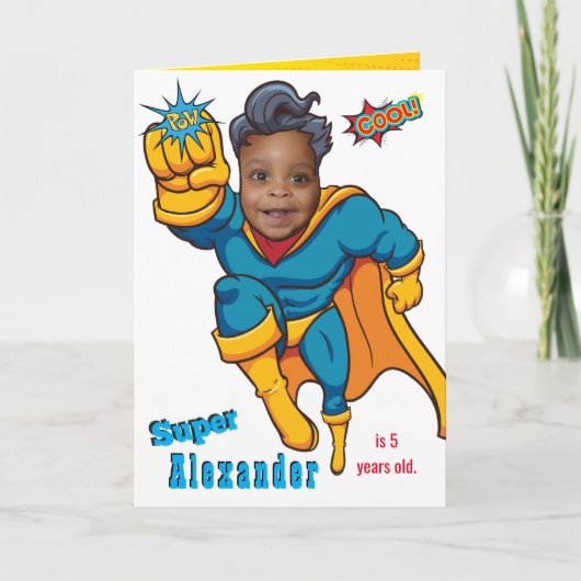 Comic Superhero Flying Foto Birthday Card Karte (Vorderseite)