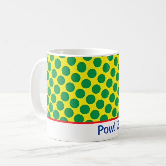 Comic Superhero Pow! Zap! Boom! Dots Retro Fun Kaffeetasse (Vorderseite Links)