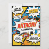Comic Superheroes Geburtstagsparty Einladung (Vorderseite)