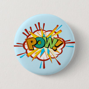 Comic Text Pow! Superheld-Cartoon Button