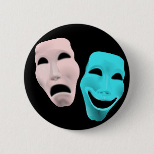 Comic-Theatermasken Button