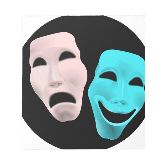 Comic-Theatermasken Notizblock (Vorderseite)