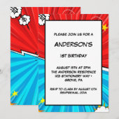 Comic Thema Erster Geburtstag Einladung (Vorne/Hinten)