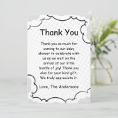 Comic Thema Kinderdusche Flat Danke Karte (Stehend Vorderseite)