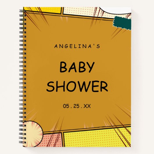 Comic Theme Baby Shooting Geschenkliste Notizblock (Vorderseite)