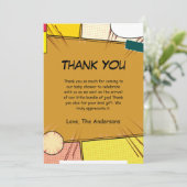 Comic Theme Kinderdusche Dankeskarte (Stehend Vorderseite)