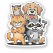 Comic-Tier-Freundes-Team-Illustration Aufkleber (Vorderseite)