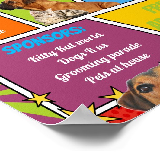COMIC Tierheim Adoption SUPER HERO Poster (Ecke)