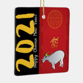 Comic Traditionelles Chinesisches Jahr 2021 CRO Keramikornament (Rechts)