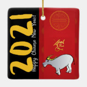 Comic Traditionelles Chinesisches Jahr 2021 CRO Keramikornament (Rückseite)