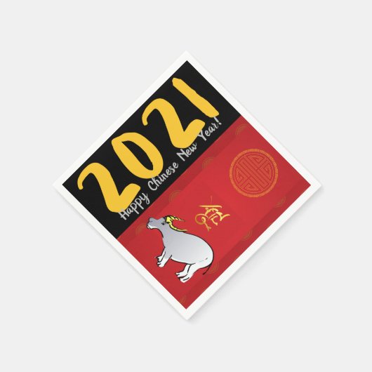 Comic Traditionelles Chinesisches Jahr 2021 PN Serviette (Ecke)