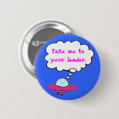 Comic UFO "Bring mich zu deinem Führer" Button (Vorne & Hinten)
