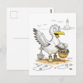 Comic-Vogel sammelt Muscheln Postkarte (Vorne/Hinten)