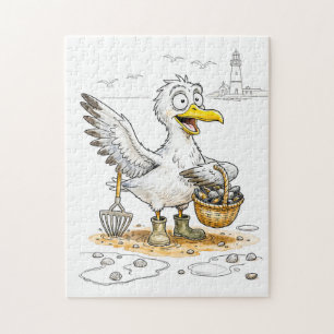 Comic-Vogel sammelt Muscheln Puzzle