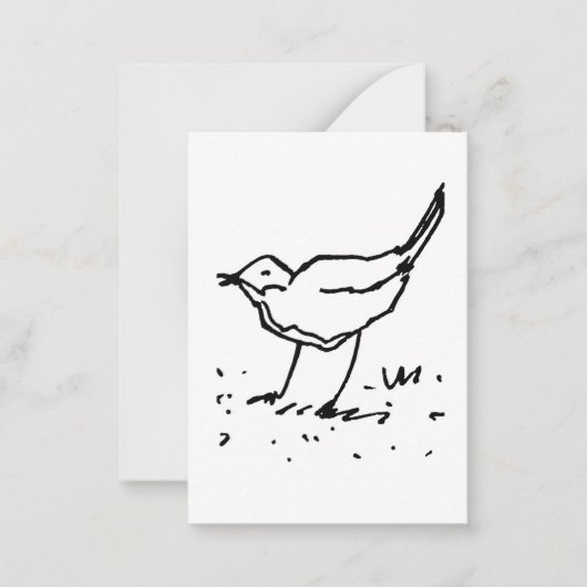 Comic-Vogel-Stift-Kunstzeichnung Mitteilungskarte (Vorderseite)
