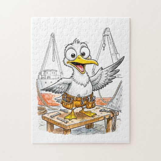 Comic-Vogel-Werftarbeiter Puzzle (Vertikal)